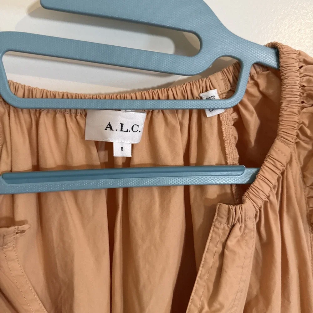 A.L.C. Harper Ruffle Sleeve Dress Peach Orange Mini Cotton Tiered A Line US 8 - Picture 2 of 6